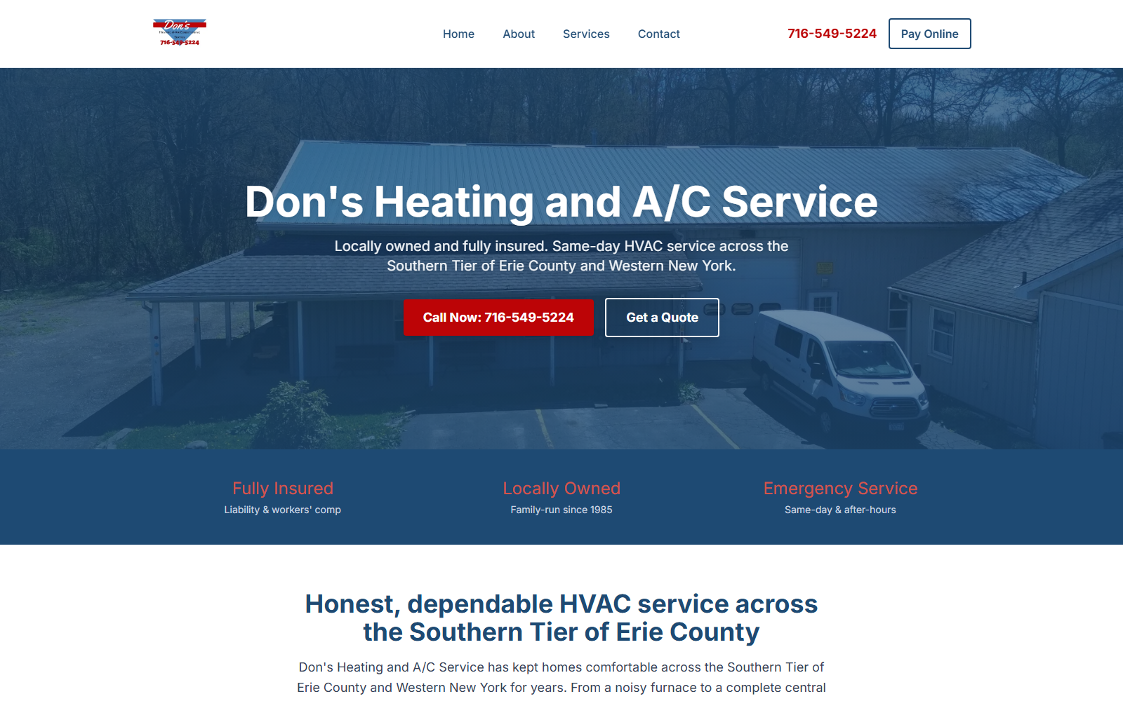 Don's Heating & AC website screenshot
